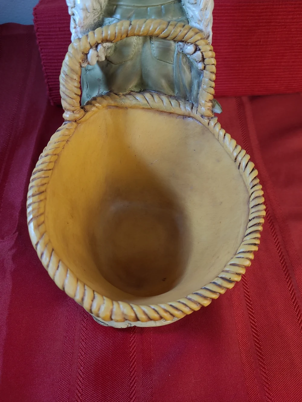 Vintage Chrisdon Farmer Rabbit Figurine Basket Planter 12